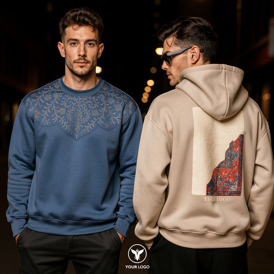 (Bundle Of 2) Oversized sweeshirt men stone & blue cashemere